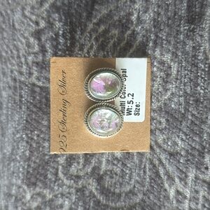 925 Sterling Silver Multi-Color Opal Earrings